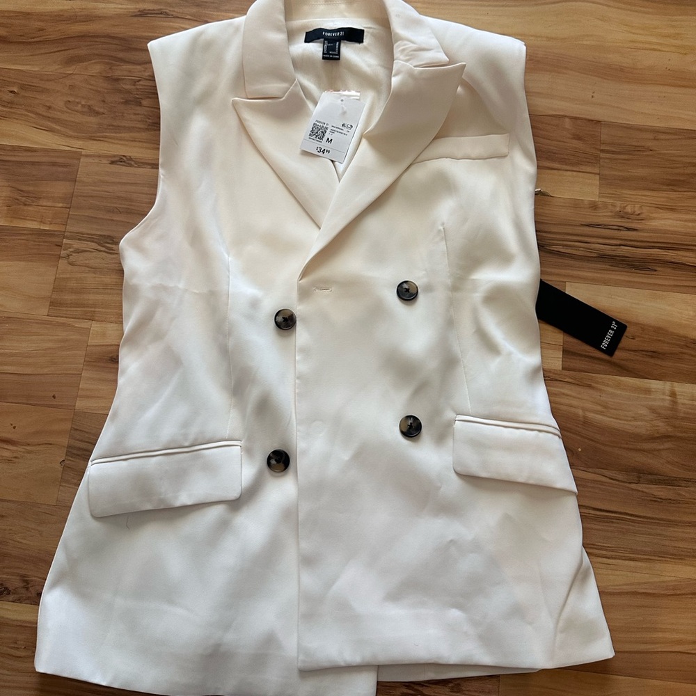Forever 21 - Women's Cream Double-Breasted Vest